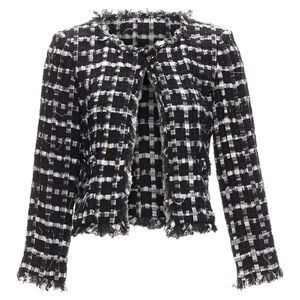 Chanel raw check tweed gripoix buttons cropped jacket